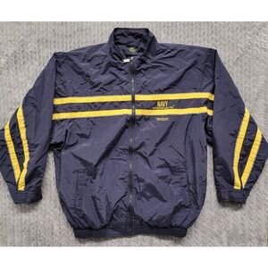 US NAVY Full‎ Zip Windbreaker Jacket Size XL Accelerate Your Life Blue Yellow